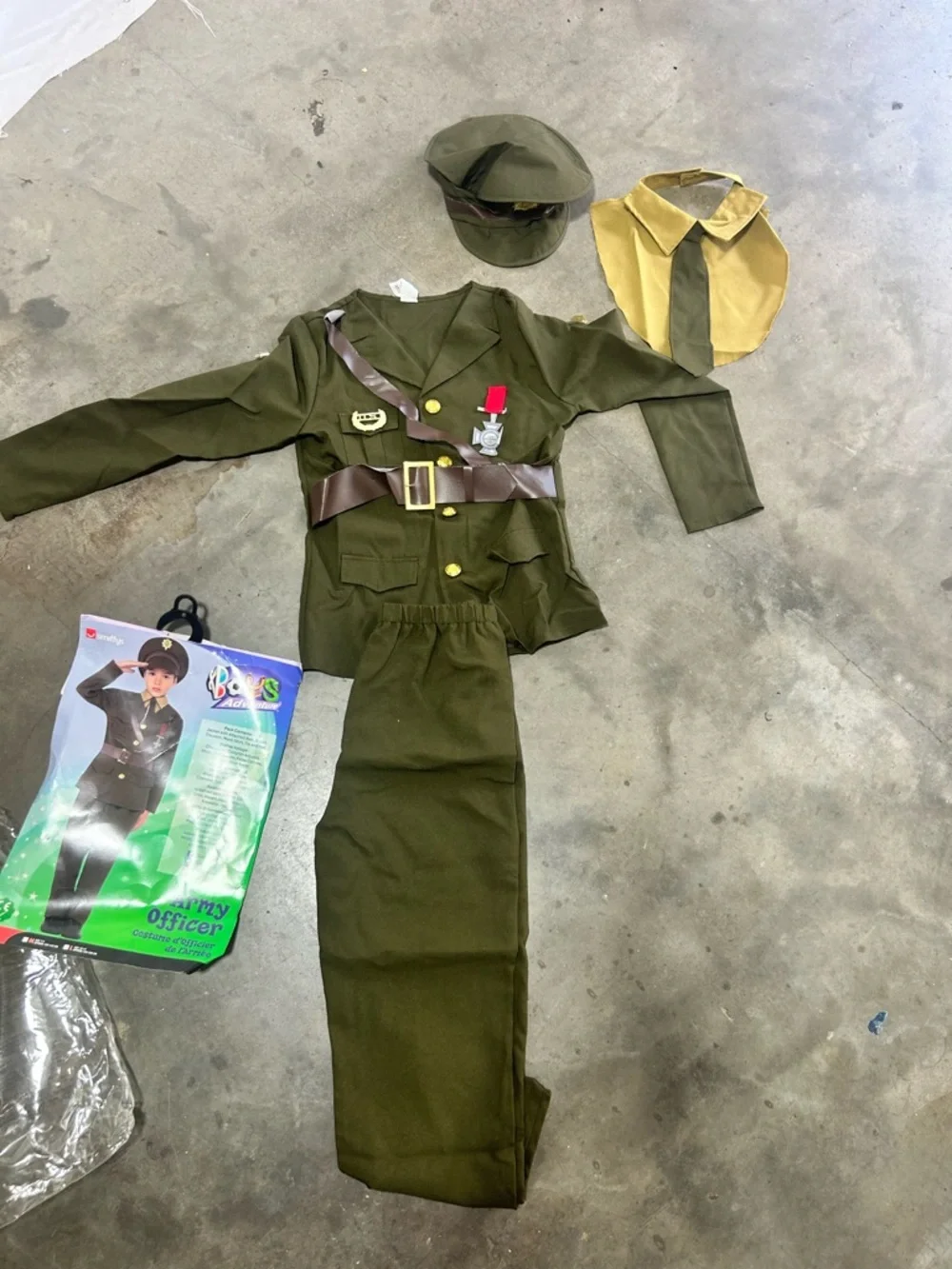 Army Officer Costume Set by Smiffys Olive Green Kids Size Large 10-12 NEW